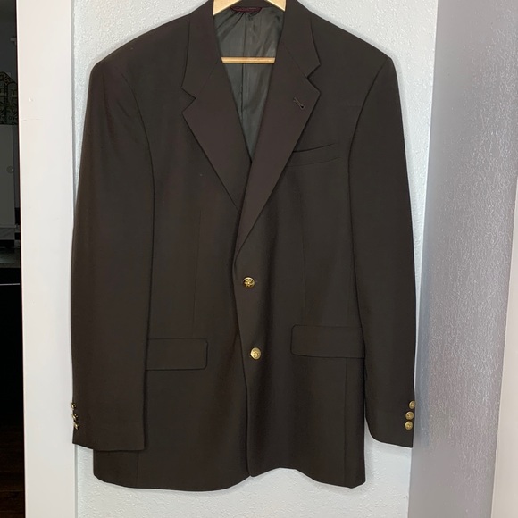 Jack Nicklaus brown blazer sports coat 2 gold tone button closure - Picture 1 of 5